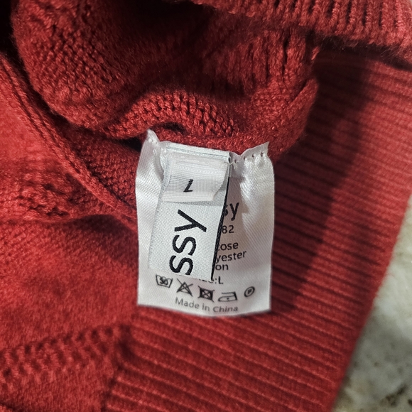 Ebossy Red Embroidered Cardigan Sweater Colorful Buttons Women’s Large - Picture 5 of 9